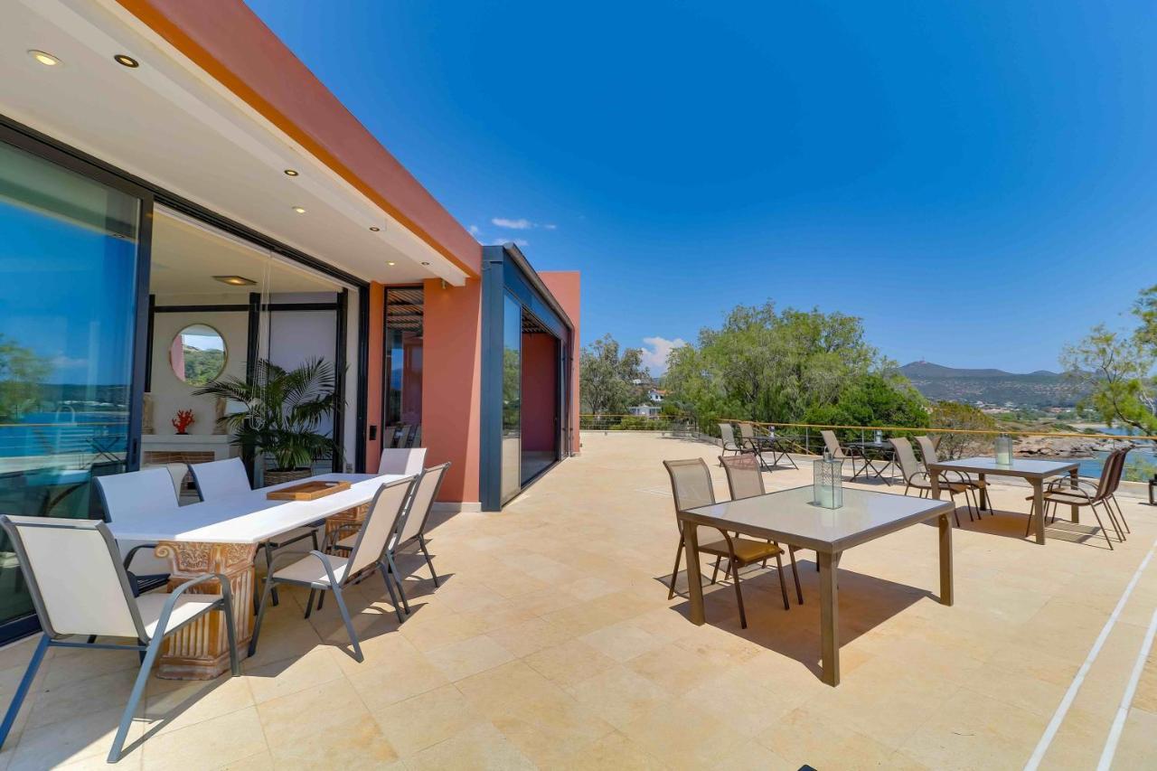 Black Diamond Beachfront Pool Villa Pasithea In Sounio, Athens 苏尼翁 外观 照片